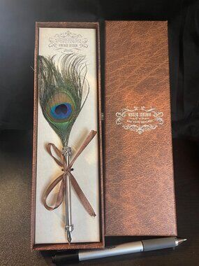 Vintage Peacock feather quill pen